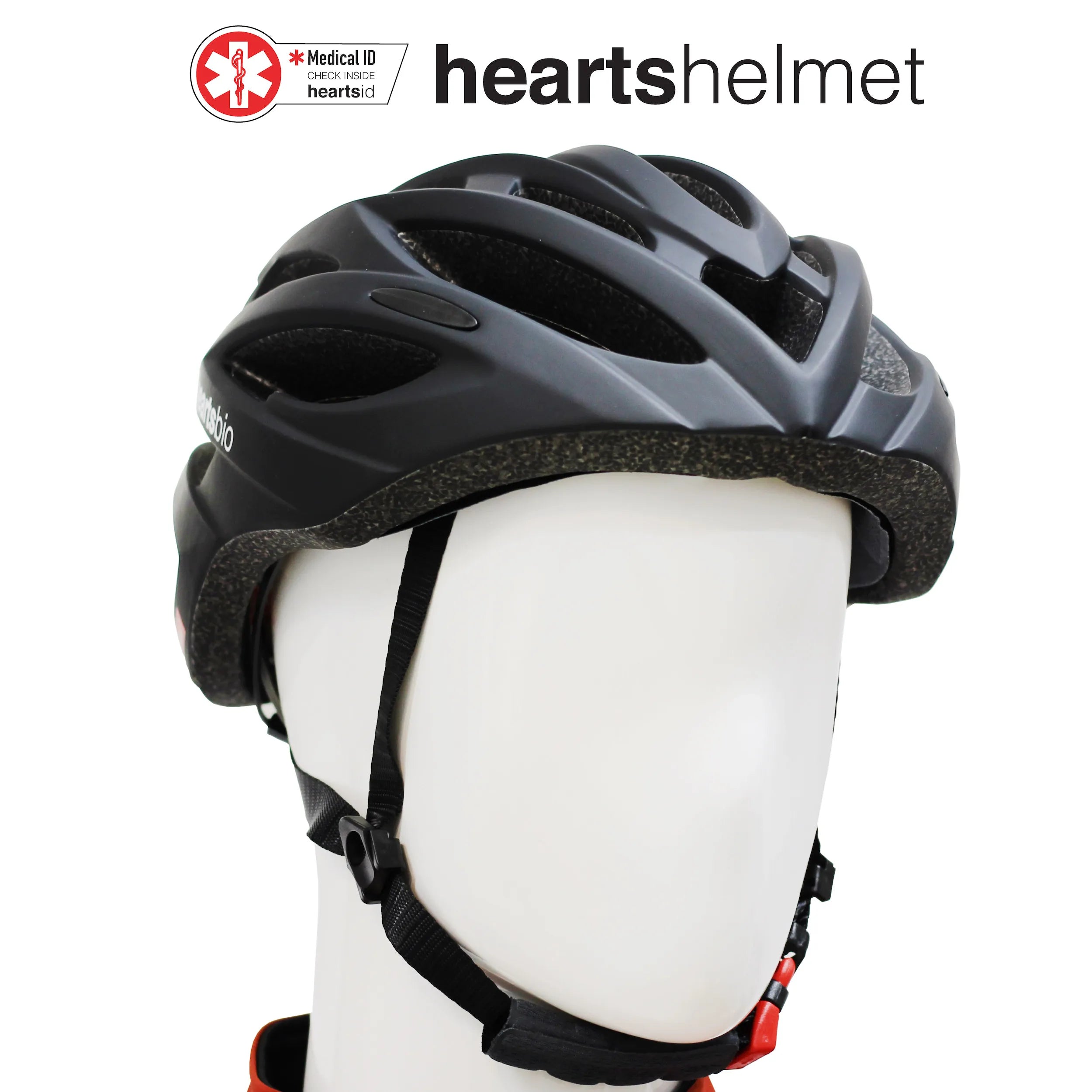 HeartsHelmet - Bike Helmet with Health ID Card and Health Status Stickers HeartsID