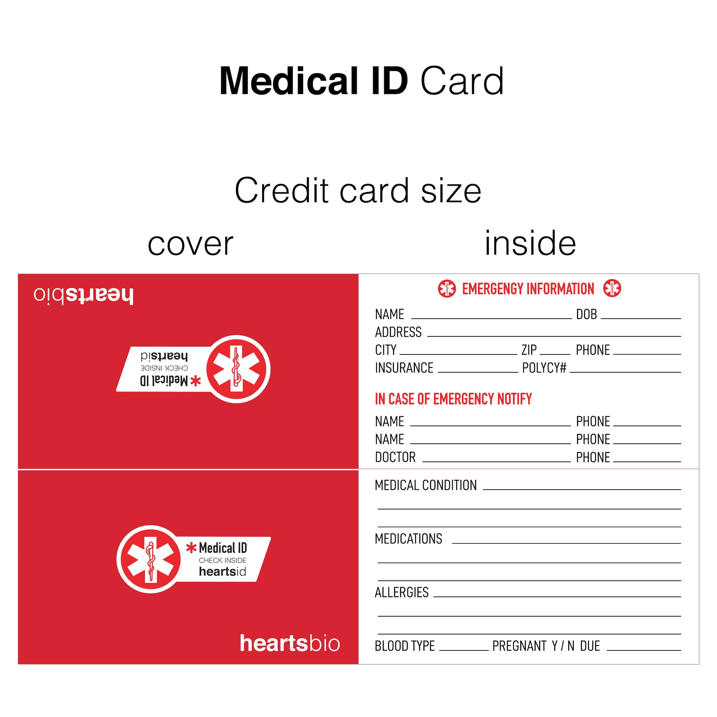 HeartsHelmet - Bike Helmet with Health ID Card and Health Status Stickers HeartsID